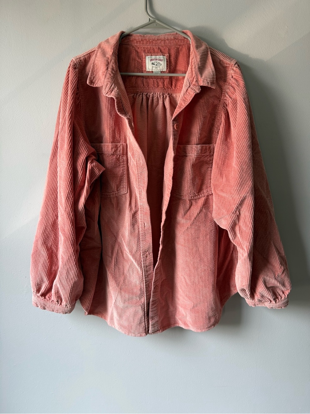 American Eagle Corduroy Button Front Jacket Dusty Rose Pink Flannel Shacket XXL